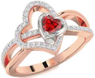 Diamond Platinum & Rose Gold Heart Promise Ring