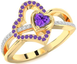Diamond Emerald Gold Heart Ring