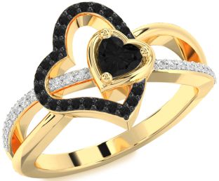 Diamond Emerald Gold Heart Ring