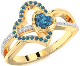 Diamond Emerald Gold Heart Ring