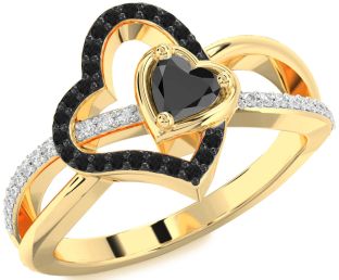 Diamond Emerald Gold Heart Ring
