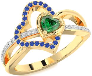 Diamond Gold Silver Heart Promise Ring
