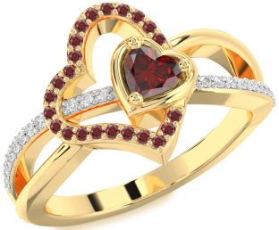 Diamond Emerald Gold Heart Ring