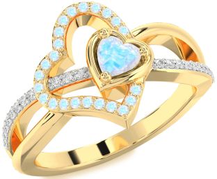Diamond Emerald Gold Heart Ring