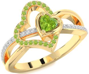 Diamond Emerald Gold Heart Ring