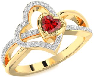 Diamond Gold Heart Promise Ring