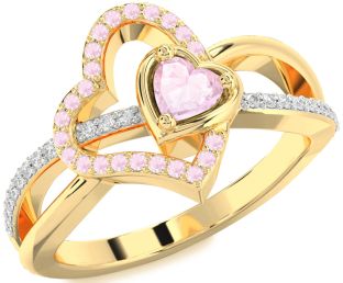 Diamond Emerald Gold Heart Ring