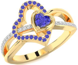 Diamond Emerald Gold Heart Ring