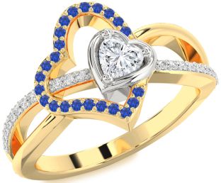 Diamond Gold Silver Heart Promise Ring