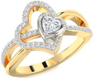 Diamond Platinum & Yellow Gold Heart Ring