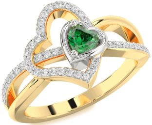 Diamond Gold Silver Heart Promise Ring