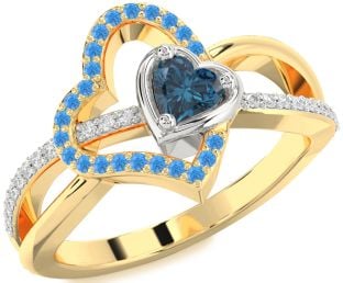 Diamond Gold Silver Heart Promise Ring