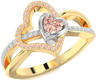 Diamond Emerald Platinum & Yellow Gold Heart Ring