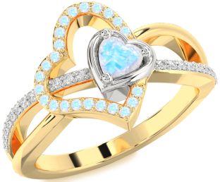 Diamond Emerald Platinum & Yellow Gold Heart Ring