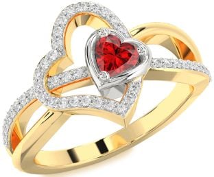 Diamond Gold Silver Heart Promise Ring