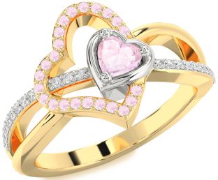 Diamond Emerald Platinum & Yellow Gold Heart Ring