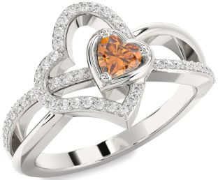 Diamond Silver Heart Promise Ring