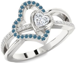 Diamond Silver Heart Promise Ring