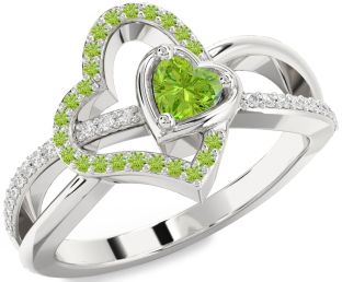 Diamond Emerald Platinum Heart Ring