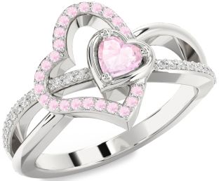 Diamond Emerald Platinum Heart Ring