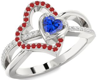 Diamond Emerald Platinum Heart Ring