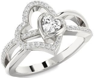 Diamond Silver Heart Promise Ring