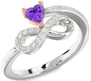 Diamond Emerald Platinum & Rose Gold Infinity Heart Ring