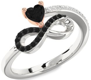 Diamond Emerald Platinum & Rose Gold Infinity Heart Ring
