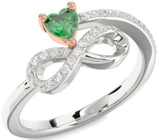 Diamond White Rose Gold Infinity Heart Promise Ring