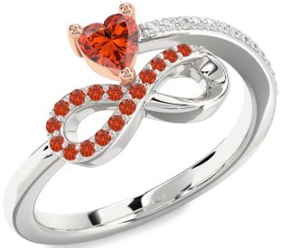 Diamond Emerald Platinum & Rose Gold Infinity Heart Ring