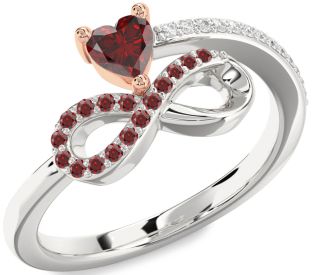 Diamond Emerald Platinum & Rose Gold Infinity Heart Ring