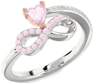 Diamond Emerald Platinum & Rose Gold Infinity Heart Ring