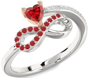 Diamond Emerald Platinum & Rose Gold Infinity Heart Ring