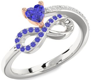 Diamond Emerald Platinum & Rose Gold Infinity Heart Ring