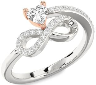 Diamond Emerald Platinum & Rose Gold Infinity Heart Ring