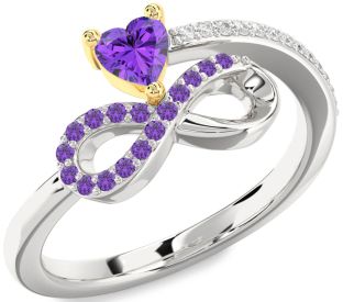 Diamond Emerald Platinum & Yellow Gold Infinity Heart Ring