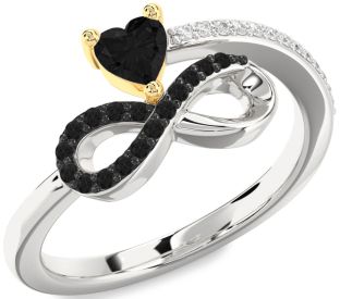 Diamond Emerald Platinum & Yellow Gold Infinity Heart Ring