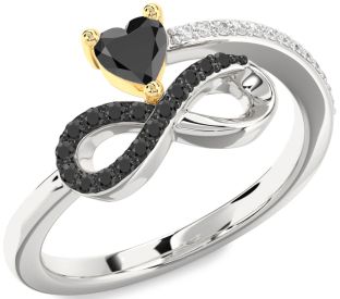 Diamond Emerald Platinum & Yellow Gold Infinity Heart Ring