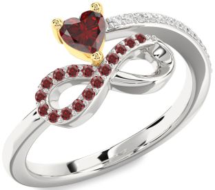 Diamond Emerald Platinum & Yellow Gold Infinity Heart Ring