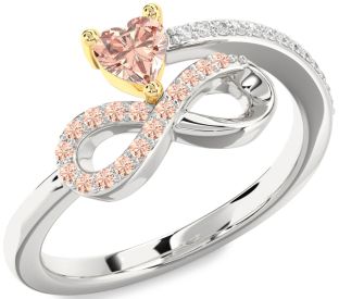 Diamond Emerald Platinum & Yellow Gold Infinity Heart Ring