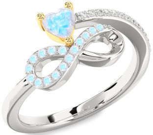 Diamond Emerald Platinum & Yellow Gold Infinity Heart Ring