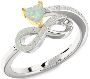 Diamond Emerald Platinum & Yellow Gold Infinity Heart Ring