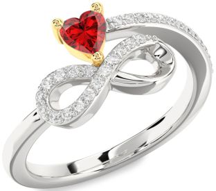 Diamond Platinum & Yellow Gold Infinity Heart Promise Ring