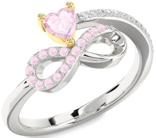 Diamond Emerald Platinum & Yellow Gold Infinity Heart Ring