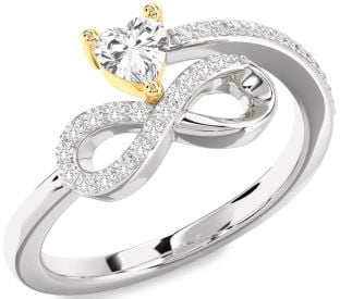 Diamond Emerald Platinum & Yellow Gold Infinity Heart Ring