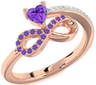 Diamond Emerald Rose Gold Infinity Heart Ring
