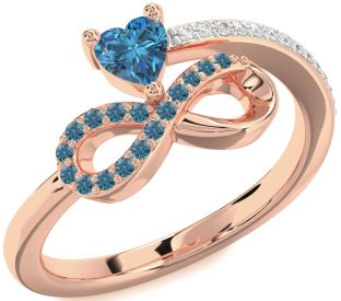 Diamond Emerald Rose Gold Infinity Heart Ring