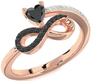 Diamond Emerald Rose Gold Infinity Heart Ring