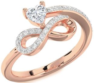 Diamond Rose Gold Silver Infinity Heart Ring