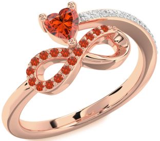 Diamond Emerald Rose Gold Infinity Heart Ring